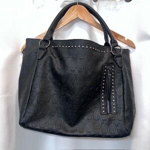 Unbranded Skull Studded Tote Bag Large Black Goth Punk Embossed